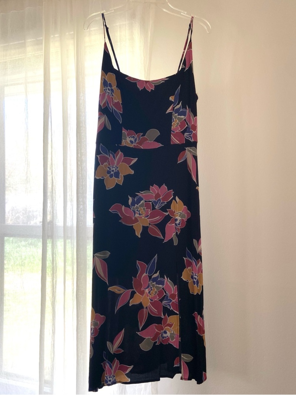 Row A black floral midi dress